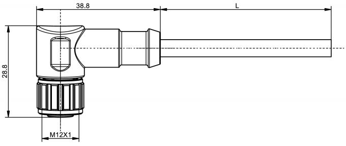 M12 Female Connector 12 Pin Angled IP67 Black PVC