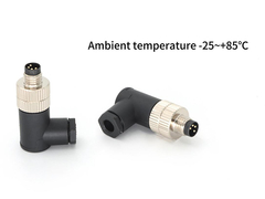 M8 Konektor perakitan berkabel lapangan, bersudut