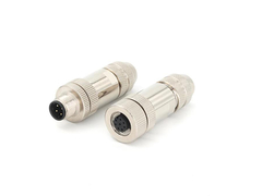 M12 Konektor perakitan logam, lurus, Field-kabel