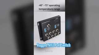 M12 Industrial Ethernet Switch PoE 8 Port Rugged